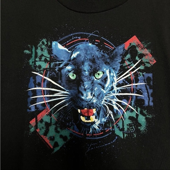 Vtg 90s T Shirt Sz M Streetwear Single Stitch Abstract Black Panther Cat USA EUC - Picture 11 of 12